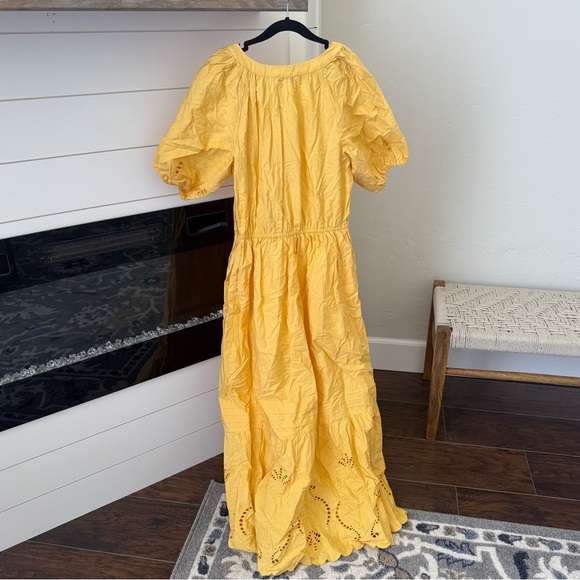 Moon River Yellow Eyelet Midi Dress - Picture 4 of 4